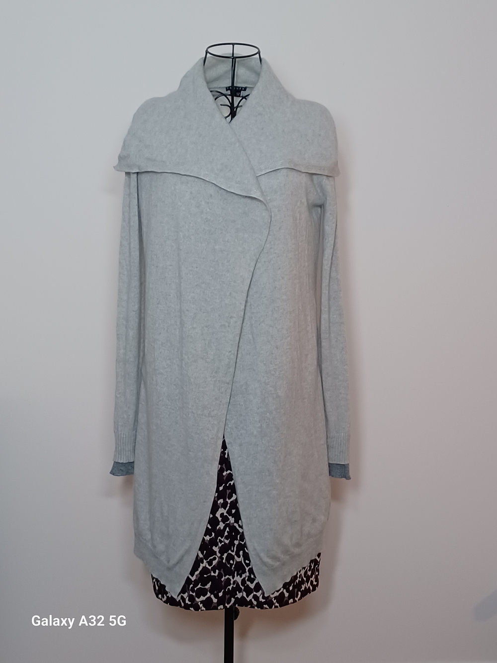Theory 100% Cashmere Drape Open Front Cardigan Gray - Picture 2 of 6